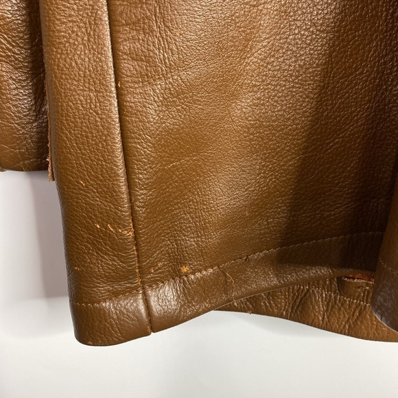 Vintage Lacrosse Glove & Leather Heavy Brown Belted Jacket Men's Small 70s - Picture 13 of 15